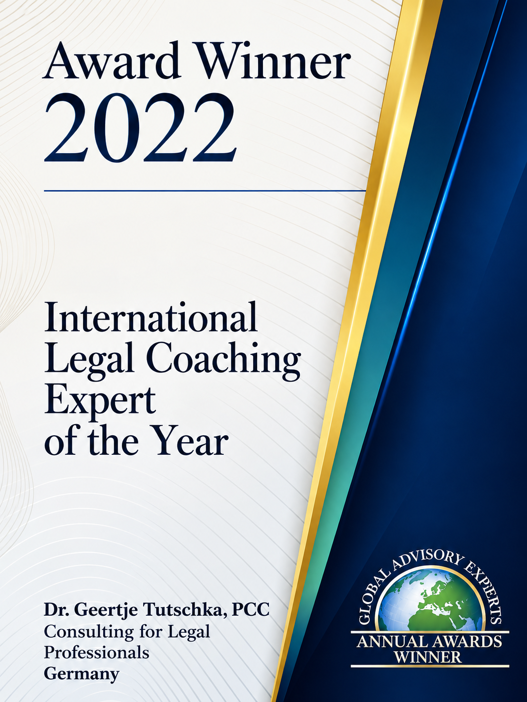 Auszeichnung Global Advisory Expert Legal Coaching 2022