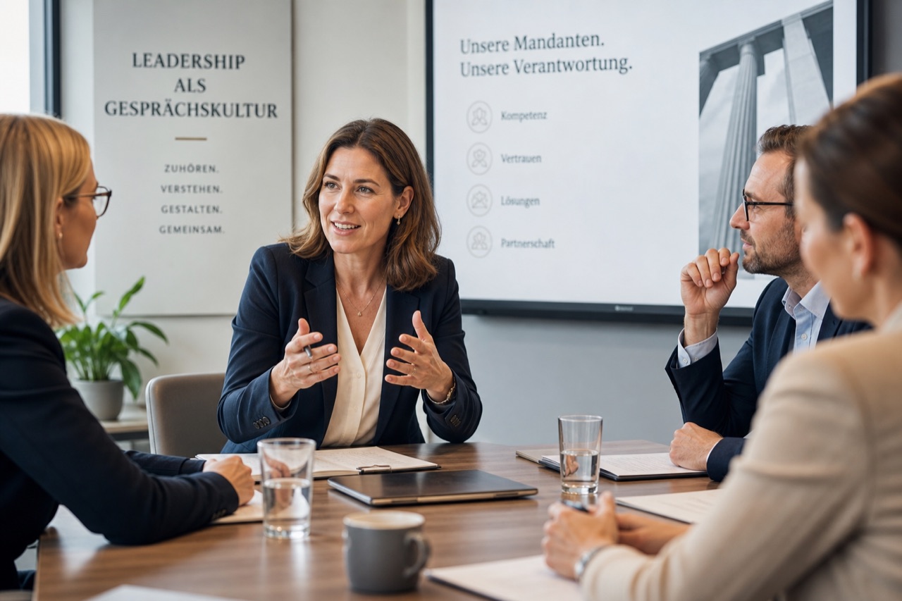 Führungskraft in einer Kanzleibesprechung, Leadership als Gesprächskultur